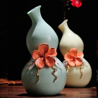 博古架中式陶瓷葫蘆花瓶擺件酒柜客廳插花裝飾房間寢室的古風飾品