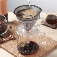 Fine Mesh Reusable Pour Over Coffee Filter Paperless V Shaped Coffee Drip Filter Outdoor