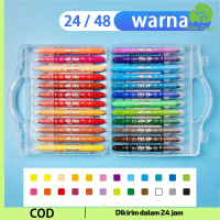 24/48 Warna Crayon Waterbased Krayon Bagus Crayon Washable Non Toxic Water Soluble Crayon Krayon Pas