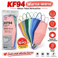 Masker KF94 Korea 4 Ply Mix Warna Warni Isi 10Pcs Earloop Dewasa Tebal Premium Disposable 4D Fashion