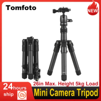 Desktop Camera Tripod Stand 66cm/26in Max. Height 5kg Load with 360° Rotatable Ballhead 1/4 inch Screw QR Plate Carrying Bag