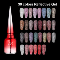AS 15ml Reflective Flash Gel Nail Polish Diamond Semi Permanent Colors Disco Glitter Gel Nail Polish