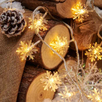 Snowflake LED String Fairy Light Garland Christmas Lights Wedding Lighting Luminaria Home Decoration for Garden Party Holiday