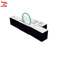 Wholesale White PU Jewellery Display Rack Double Ring Slot Tower Wooden Counter Bangle Jade Organizer Storage Stand 5Pcs/lot