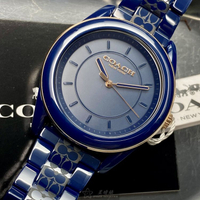 點數9%★COACH手錶,編號CH00106,38mm寶藍圓形陶瓷錶殼,寶藍色簡約, 中三針顯示, 陶瓷款錶面,寶藍陶瓷錶帶款,稀有藍陶瓷款【APP下單享9%點數上限5000點】