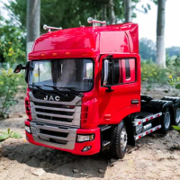 Diecast 1/24 Scale Geerfa Alloy Truck Tractor Head Flat Head Trailer Model Static Display Diy with Toys Static Display Favorites
