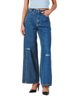 กางเกงยีนส์ผู้หญิง คอลเลคชั่น Everyday with Wrangler เอวสูง ทรงกระบอกใหญ่ สียีนส์เข้ม