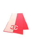 Chanel Pre-Loved Chanel coco mark Stall Scarf cashmere pink pink beige