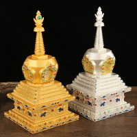 藏式菩提塔舍利塔藏傳佛教用品密宗法器新款四面佛塔擺件大號36cm