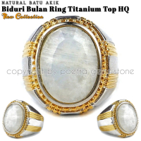 Cincin Titanium Natural Batu Permata Biduri Bulan Moonstone Cutting