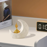 Moon Incense Burner Middle East Ramadan Ceramic Incense Holder Desk Ornament Aromatherapy Home Decor Gift Indoor Decoration