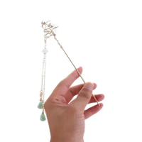 Elegant Vintage Pearl Flower Pendent Bridal Tassel Hair Clip Chinese Hair Fork Women Hair Sticks Korean Hanfu Hairpins