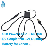 USB Power Cable + DR100 DR-100 DC Coupler NB12L NB-12L Dummy Battery for Canon Digital Camera PowerShot G1X Mark II 2 &amp; N100 ...