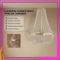 Lampu Gantung Kristal Akrilik Italia Jumbo 80cm| Lampu Plafon Mewah Aesthetic Dekorasi Wedding, Ruan
