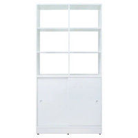 【南亞塑鋼】3尺開放式六格雙拉門塑鋼展示櫃/收納置物櫃/隔間櫃(白色)