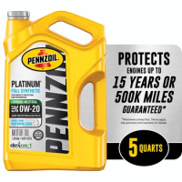 2024 NEW Platinum Full Synthetic 0W-20 Motor Oil, 5-Quart,Helps extend engine life and protects for up to 15 years
