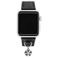 【COACH】Apple Watch 錶帶 38/40mm 適用 茶花吊飾皮錶帶 - 黑色(不含手錶)