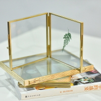 妙HOME 北歐ins玻璃相框7寸復古黃銅立式折頁連體5創意擺台DIY6寸 『全館85折』