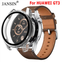 Hard Edge Shell Glass Screen Protector Film Case For Huawei Watch GT3 46mm GT 3 42mm Protective Cover 2 IN 1 Tempered Glass Case