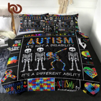 BeddingOutlet 3D Skull Comforter Set Funny Colourful Puzzle Love Pattern Quilt Pilow Shams With Cushion Cover Home Bedding Decor