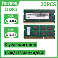 memoriam ddr3 Ymeiton DDR3 20PCS Memory Note 1333MHz 1600MHz 4GB 8GB SO-DIMM RAM 240Pin 1.5v laptop Memory Wholesales