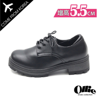 韓國Ollie 韓國空運 軟Q小心機厚底增高5.5CM 拼接材質牛津鞋【F7201015】