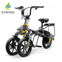 ESWING M18 14Inch Reverse 3-wheel Fold Portable Electric Bike 500W Urban Electric Bike 48V 8AH Assist E Bike For Outdoor Camping