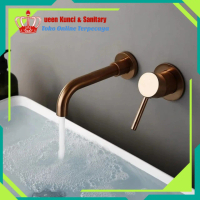 Kran Wastafel Tembok ROSE GOLD Tanam/Keran Tanam Spout Panas Dingin