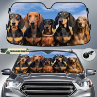 Dachshund Car Sunshade, Animal Dogs Car Decoration, Dachshund Auto Sunshade, Dog Car Sun Protector, Auto Windshield Cover Gift