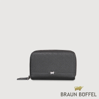 【BRAUN BUFFEL 德國小金牛】台灣總代理 格瑞克-II 雙拉鍊零錢包-黑色(父親節禮物/BF387-161-BK)