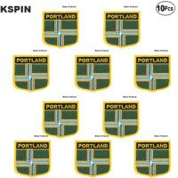 10pcs a lot Portland Flag Embroidery Patches Iron on Saw on Transfer patches Sewing Applications for Clothes in Home&amp;Garden
