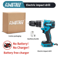 Kingtree Brushless Electric Impact Drill Cordless Screwdriver Lithium Battery Charging Hand Drill For Makita 18V Battery