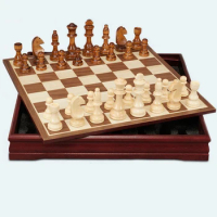 Wood Chess Set Luxury Chess Game Wood Chessboard King Height 70/110 mm Wooden Chess Pieces Chessman Puzzle Big Board Games