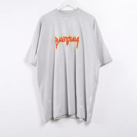 Balenciaga Kaos BALENCIAGA BOXING LOGO RED GREY TSHIRT 100% ORIGINAL