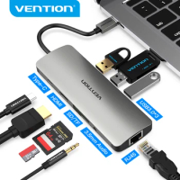 Vention USB-C HUB Type C HUB to USB 3.0 Thunderbolt 3 HDMI 3.5mm Audio RJ45 Adapter for MacBook Pro Samsung Galaxy S9 USB C HUB
