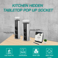 Intelligent Table Socket Pop Up Pull Power Point Sockets with USB Charger Tabletop EU Electrical Plug Outlets for Office Kitchen