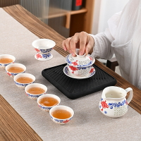 功夫茶具套裝陶瓷紫砂玲瓏茶壺蓋碗整套家用客廳簡約半自動茶具