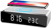 【日本代購】 Ephram 臺式時鐘 鬧鐘 USB供電 android iphone充電器 支持iPhone8以上機型帶日曆 溫度計