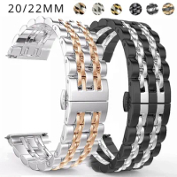 22mm 20mm Band for Samsung Galaxy Watch 3 41 45mm Gear S3 46mm 42mm Watch Stainless Steel Strap for Amazift Metal Wrist Bracelet