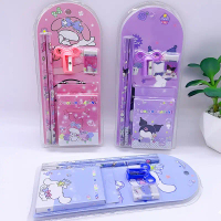 5 in 1 Stationery Cartoon Pencil Crayon Sharpener Eraser Set School Kid Supplies Gift Set Alat Tulis