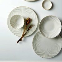 西餐復古盤子白色陶瓷創意日式牛排高級餐廳酒店甜品意境菜擺盤