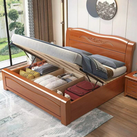 優樂悅~中式橡木實木床1.5米單人床1.8米雙人床現代主臥抽屜高箱儲物婚床