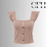 CFH Baju Rajut/Tank Top Wanita Square Neck Tank Top Import 4054