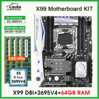 X99 D8I LGA 2011-3 XEON X99 Motherboard with Intel E5 2695 V4 with 4*16G=64GB DDR4 2400Mhz ECC memory combo kit set SATA F8