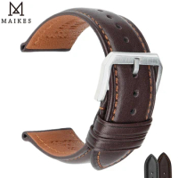 MAIKES Italian Calfskin Watch Bands 18mm 19mm 20mm 21mm 22mm 24mm Genuine Leather Watch Strap for Huawei for Men Womens