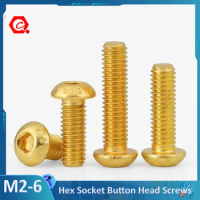 12.9 Grade Plating Titanium Gold Hex Socket Button Head Allen Bolt Screw M2 M2.5 M3 M4 M5 M6