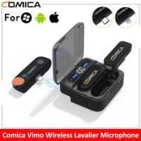 Comica Vimo S 2.4G Wireless Lavalier Microphone,Compact Wireless Lapel Microphon With Charging Case for iPhone 15 Android phone