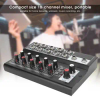 Mixer Portable 10-Channel Stereo Sound Mixer Karaoke Microphone Amplifier Console 100-240V