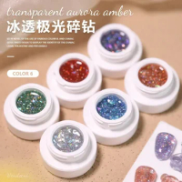 NEW 6 Colors Diamond Amber Transparent Gel Nail Polish Aurora UV LED Soak Off Gel Varnish Glitter Clear Gel Lacquer