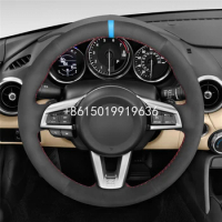 Black Suede Hand Sewing Steering Wheel Cover for Mazda MX-5 MX5 2016 2017 2018 2019 2020